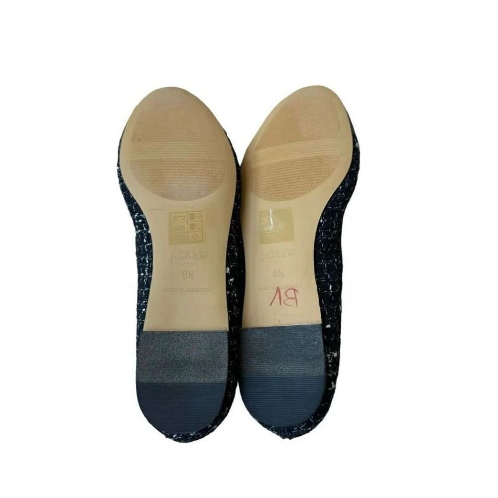 J Crew Black Tweed Ballet Classy Flats Round Toe Bow Women’s Shoes Sz 8.5 - Picture 9 of 13